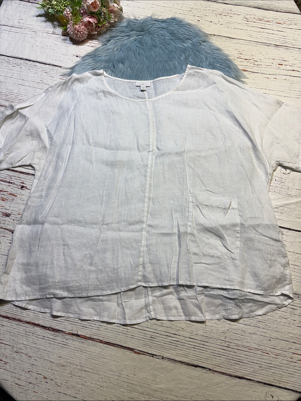 J. Jill Lightweight White Linen Pocket Top sz 2X